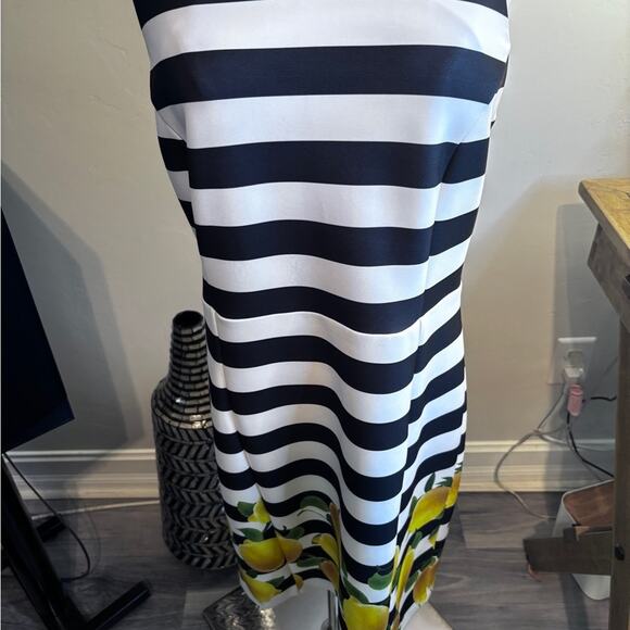Milly For Design Nation Womens Sheath Dress Size 12 White Stripe Citrus Combo - Picture 3 of 6